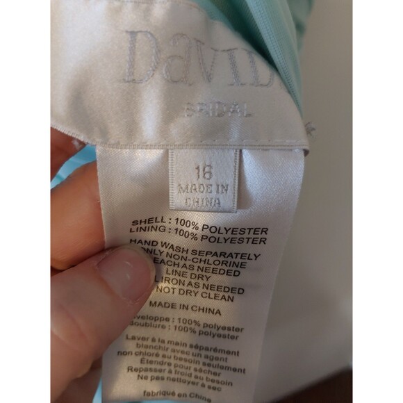 Davids Bridal Knee Length Bridesmaid Dress Ice Blue Size 16 - Picture 10 of 11